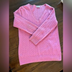 Lilly Pulitzer, pink cableknit sweater, V-neck
